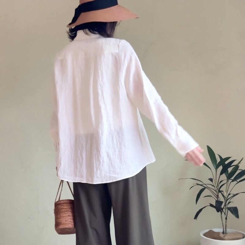 画像2: [受注生産]国産リネンのへちまカラーシャツ (2)