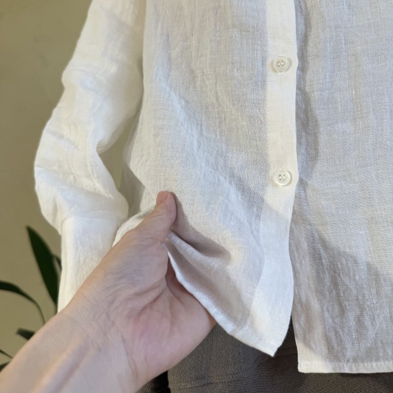 画像3: [受注生産]国産リネンのへちまカラーシャツ