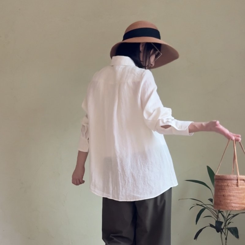 画像3: [受注生産]国産リネンのへちまカラーシャツ (3)