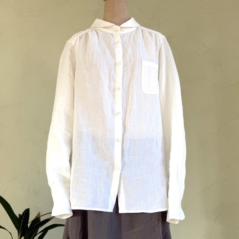 画像5: [受注生産]国産リネンのへちまカラーシャツ (5)