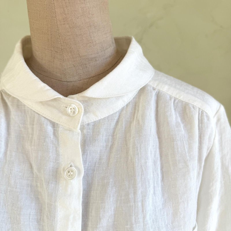 画像4: [受注生産]国産リネンのへちまカラーシャツ (4)