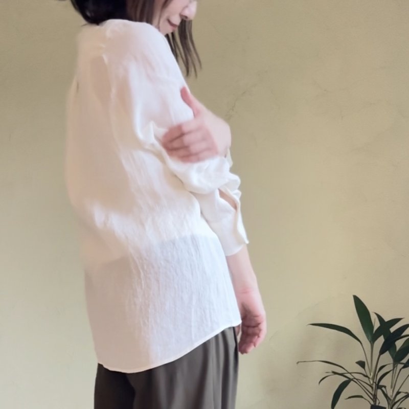 画像1: [受注生産]国産リネンのへちまカラーシャツ