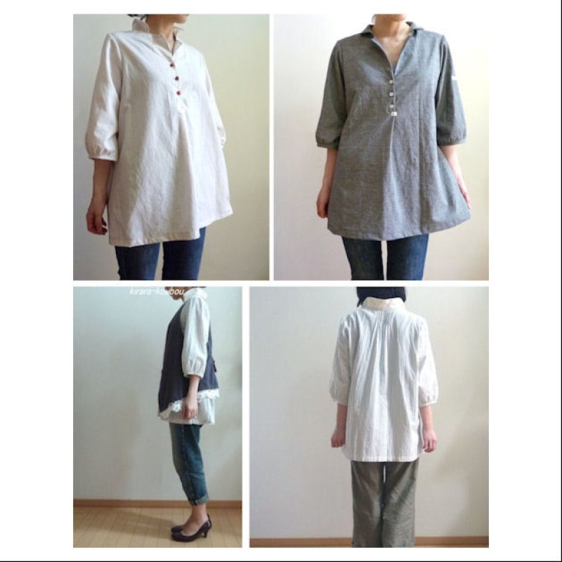 画像4: [型紙]風薫る2枚襟ブラウス (4)